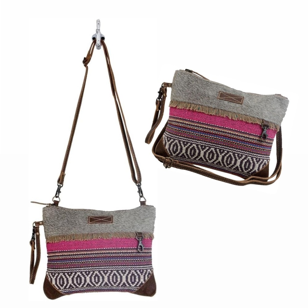 MYRA crossbody purse hair on cowhide tapestry leather boho cowgirl western